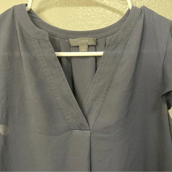 EUC J.Crew Vneck Cap Sleeve Sheer Blouse Size 00 - Picture 3 of 4